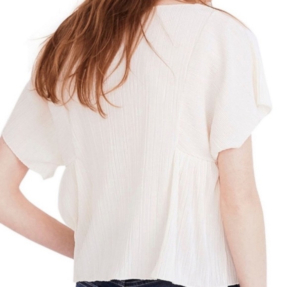Madewell Texture & Thread Pleated Ivory Blouse - Picture 3 of 5
